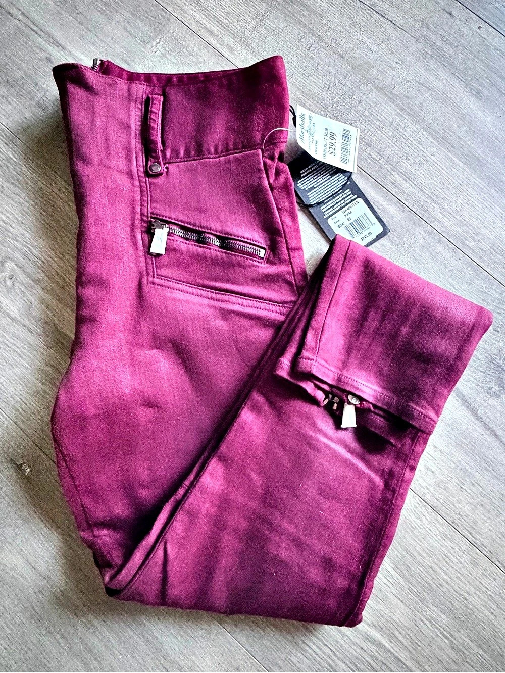 Hudson Mid Rise Super Skinny Jeans Burgundy Waist 29 NWT